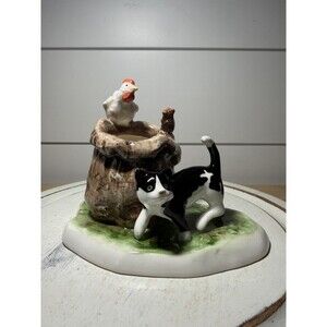 Vintage Schmid “Old Tom” Lowell Davis Toothpick Tuxedo Cat, Hen, Squirrel
